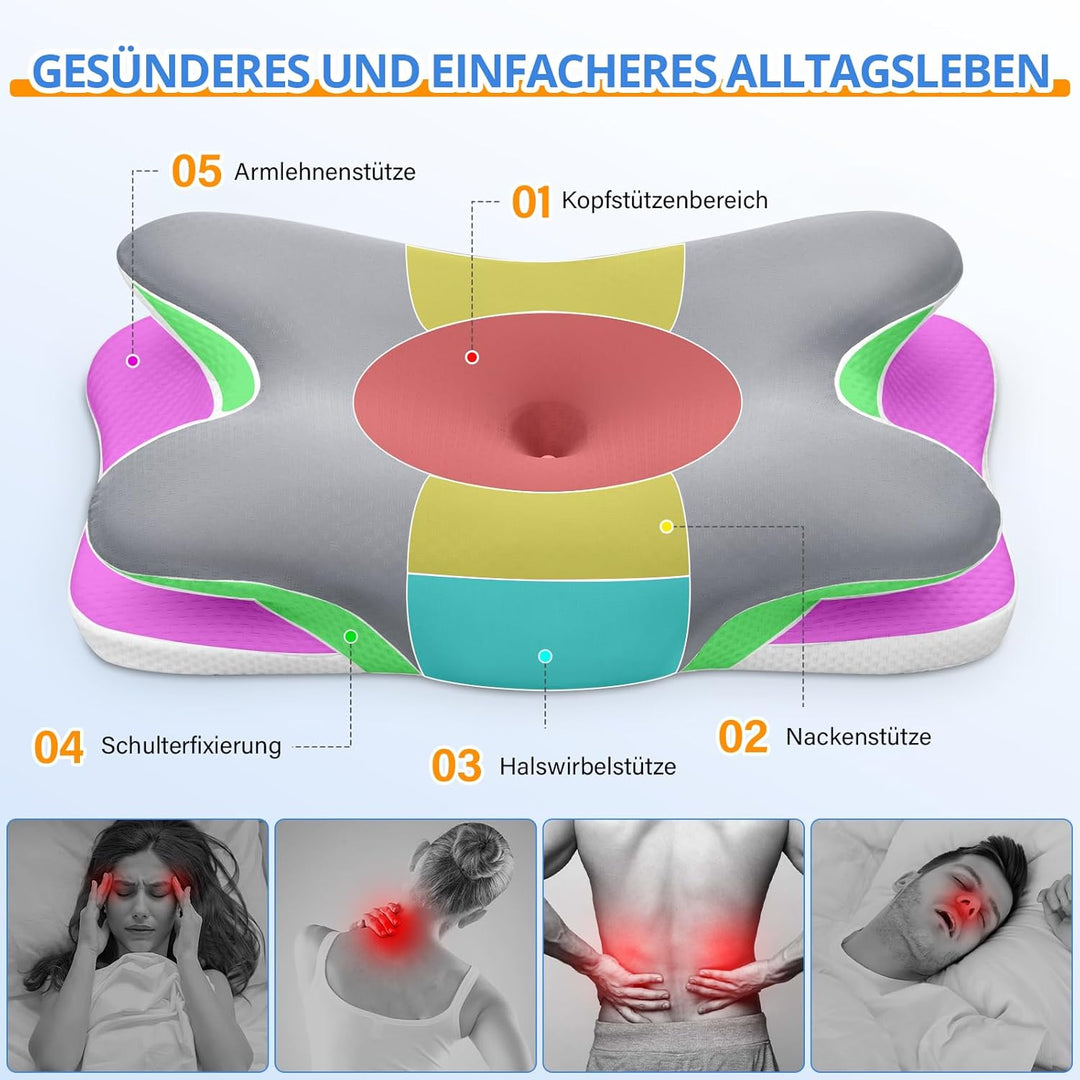Ehomfory Nackenkissen Kopfkissen Nackenstützkissen Memory Foam Kissen, Ergonomisches Seitenschläferk