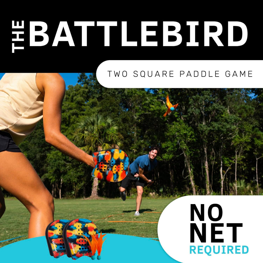 Waboba Battle Bird - Rethink Your Paddle Game - Backyard Set Includes: 2 Wearable Paddles, 2 small B
