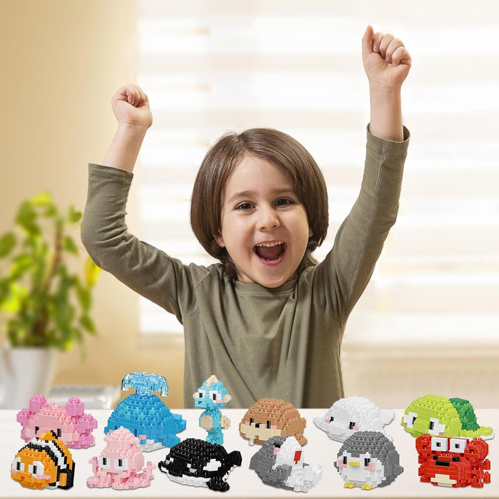 HJPLPXH Kleines Spielzeuggeschenk, Partygeschenke für Kinder | 12 Dosen Mini-Meerestiere Mikro-Baukl