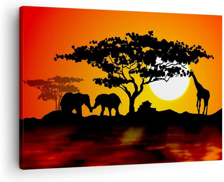 Bilder auf Leinwand Tiere Safari Savanne Giraffe Leinwandbild 70x50cm Wandbilder Dekoration Wohnzimm