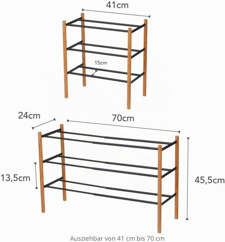 Expand. Shoe Rack - Plain - black Schwarz, Schwarz