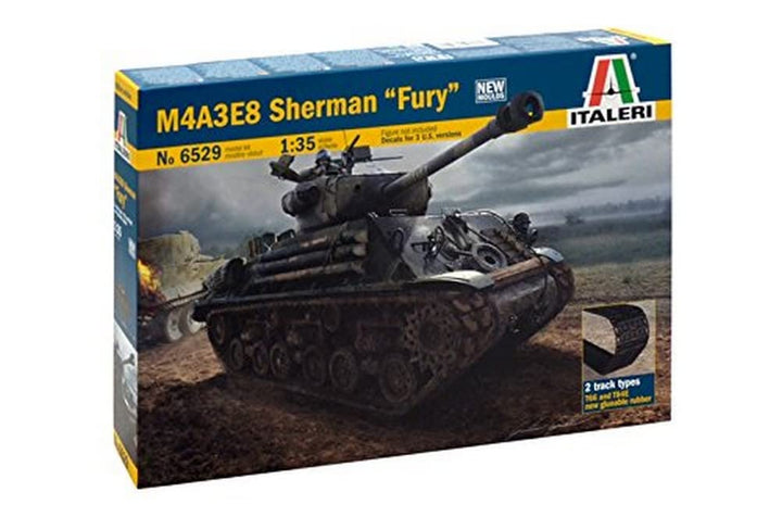 Italeri 510006529 - 1:35 M4A3E8 Sherman, Fury, Panzer, Schwarz, Mittel