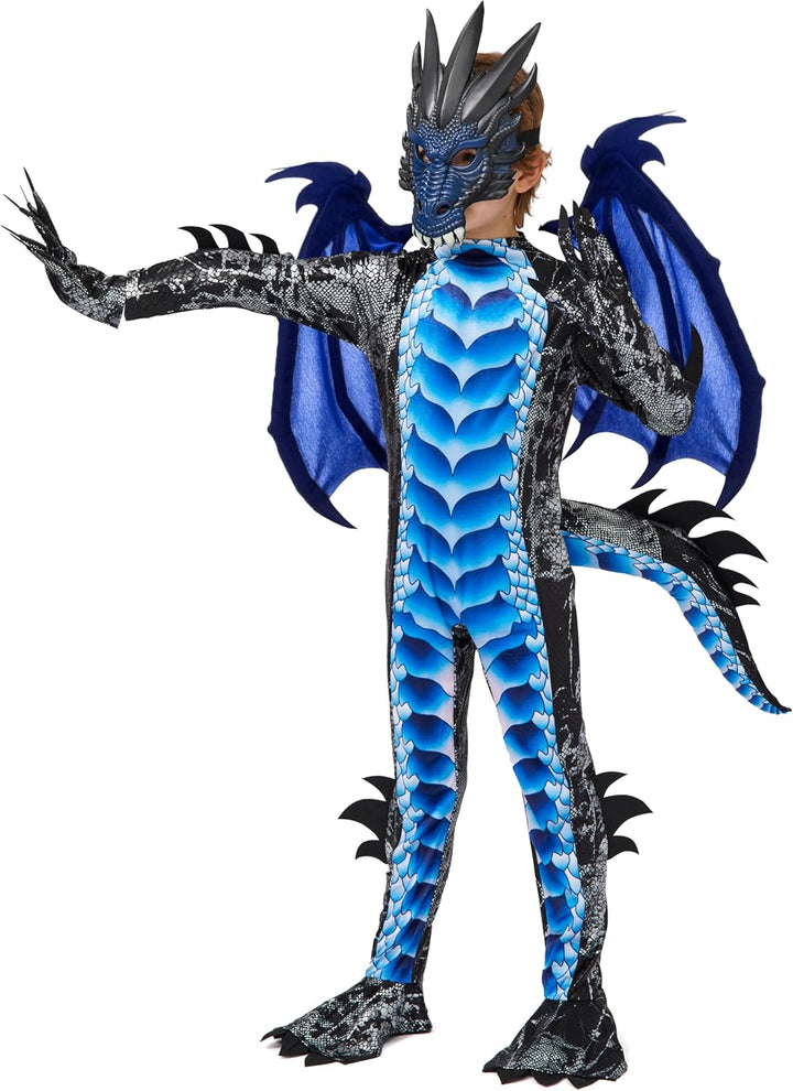 Spooktacular Creations Kind Jungen Drachenkostüm, Drachenflügel und Maske, Halloweenanzug Drachenanz