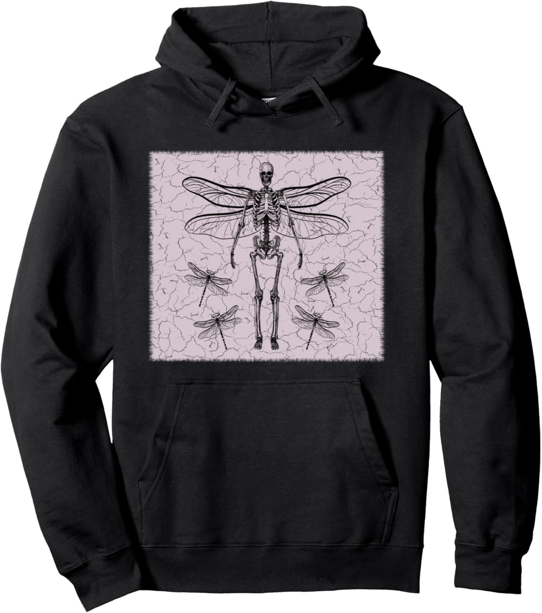 Skelett Fee Libelle Grunge Fairycore Ästhetik Goth Gothic Pullover Hoodie