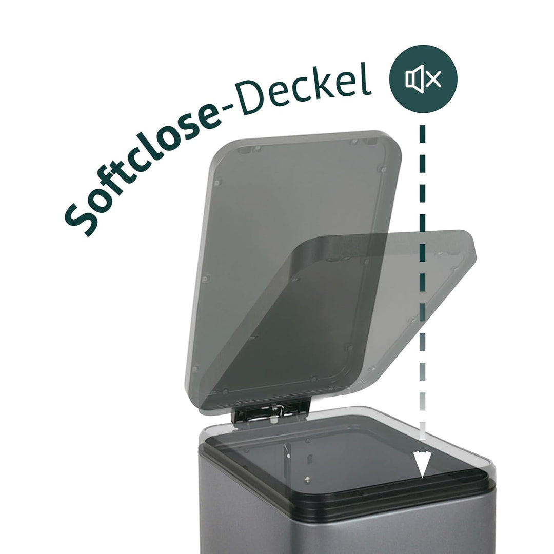 SVITA STM18 Mülleimer Treteimer Tretmülleimer Abfalleimer 18l inkl. Inneneimer Softclose-Deckel Fuss