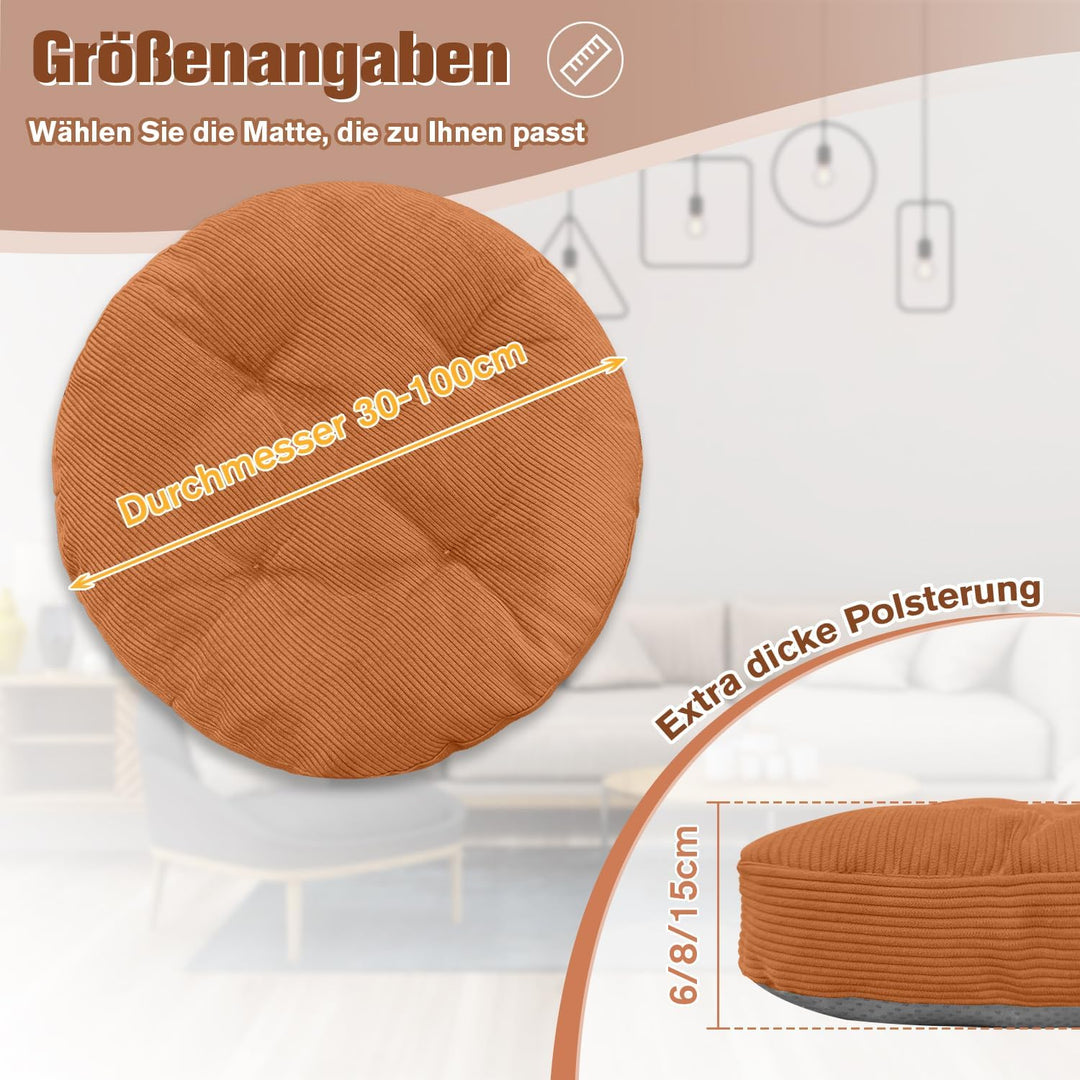 Sitzkissen Rund 30cm Dicke 6cm 1 Stück Bodenkissen Rund Sitzpolster Stuhlauflage Sitzpolster Stuhlki
