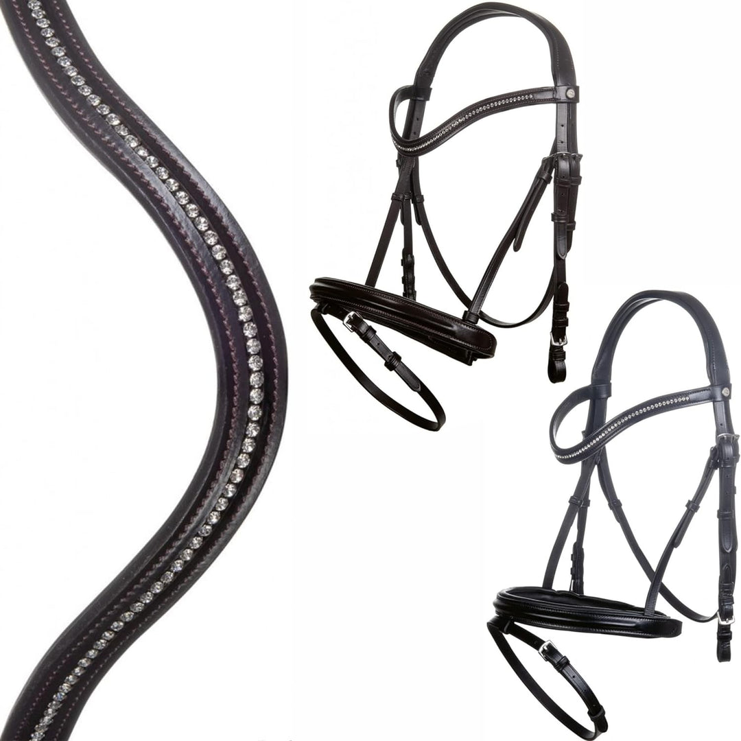HKM 11477 Trense Malin, Polsterung, ENGL. Reithalfter, Leder, Braun, Pony