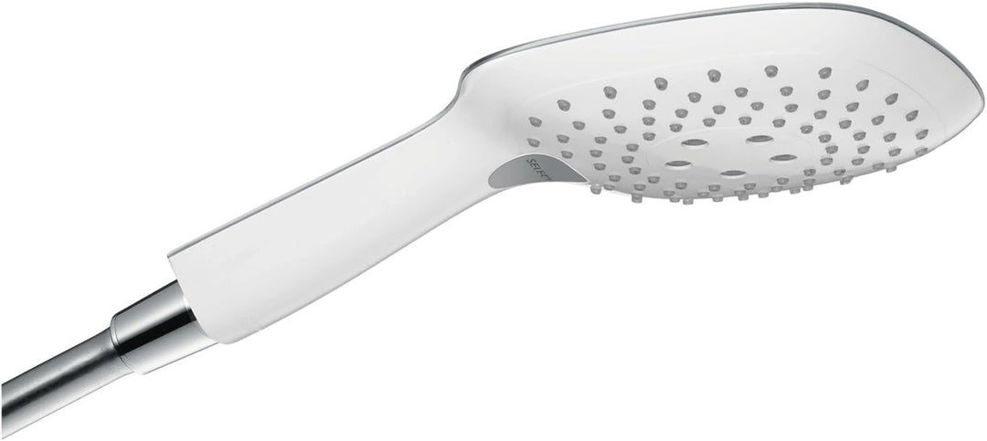 hansgrohe Raindance Select E 150 wassersparender Duschkopf, 3 Strahlarten, Weiss/Chrom 3 Strahlarten