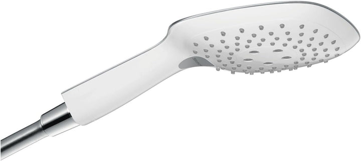 hansgrohe Raindance Select E 150 wassersparender Duschkopf, 3 Strahlarten, Weiss/Chrom 3 Strahlarten