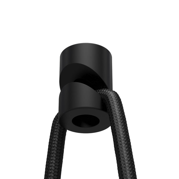 10x Stück - Aufputz-Kabelhalter für Textilkabel, Affenschaukel, Decken- und Wandpin - Schwarz 10x St