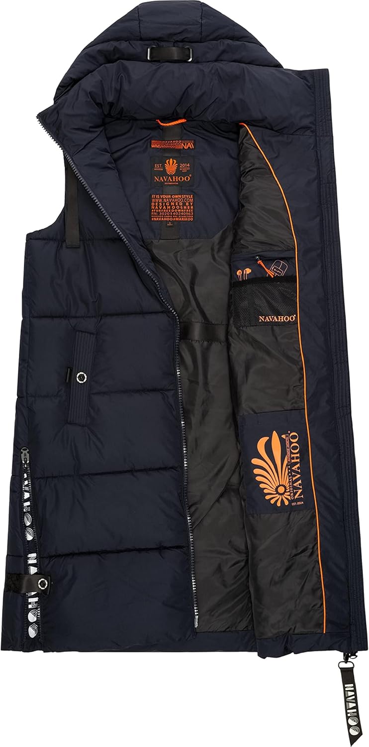 Navahoo Damen ärmellose Lange Outdoorweste warme Winterjacke Schnuffelchen XS-3XL XS Navy, XS Navy