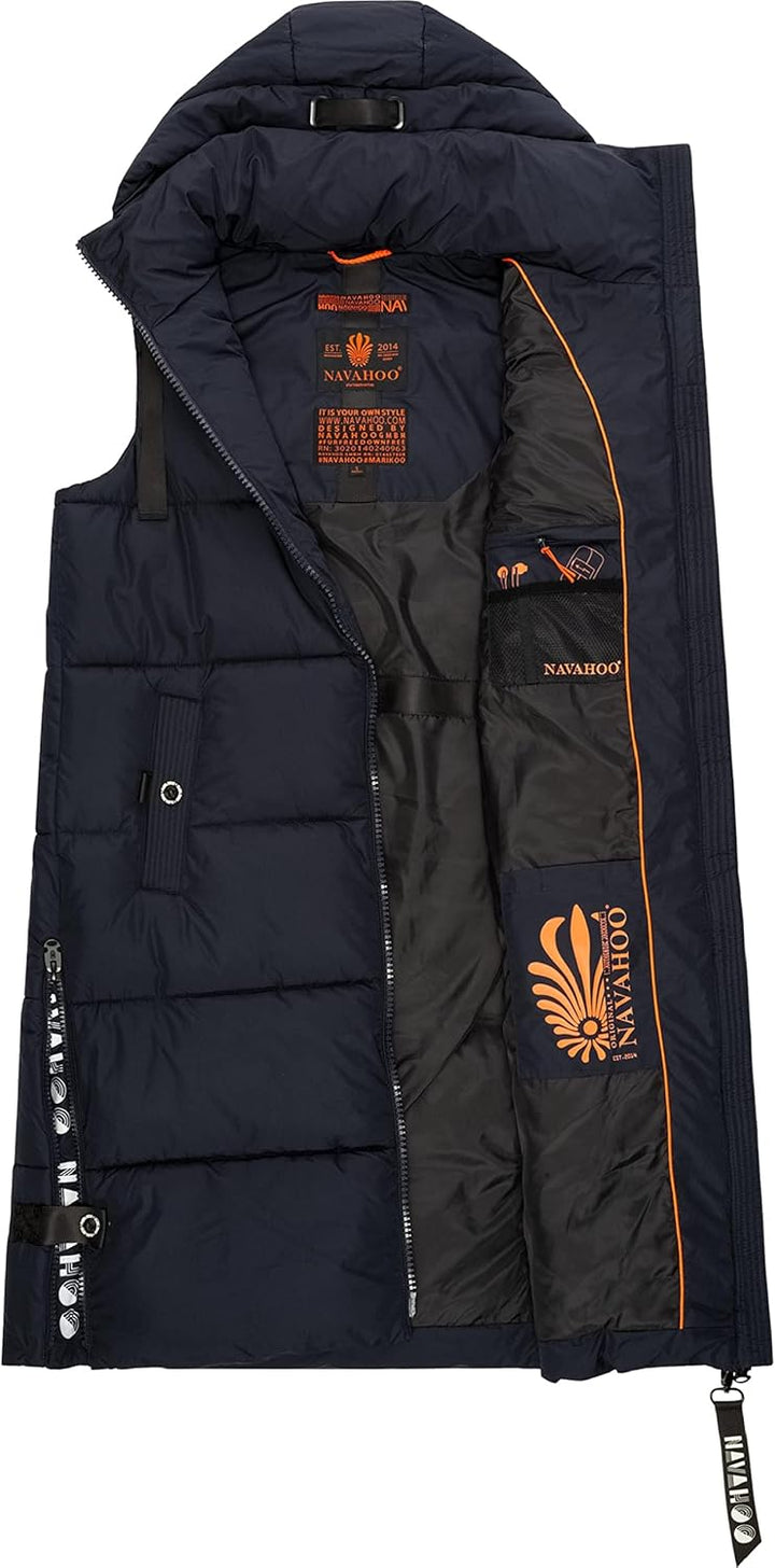 Navahoo Damen ärmellose Lange Outdoorweste warme Winterjacke Schnuffelchen XS-3XL XS Navy, XS Navy