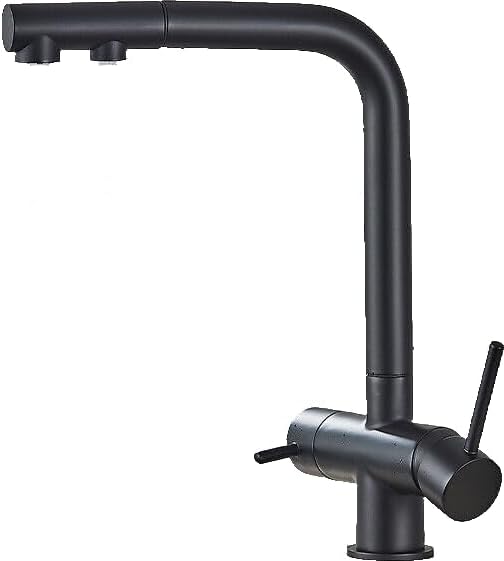 Felix | 3 Wege Premium Schwarz matt ausziehbare Armatur | Edelstahl Osmose Wasserhahn Küche |Mischba