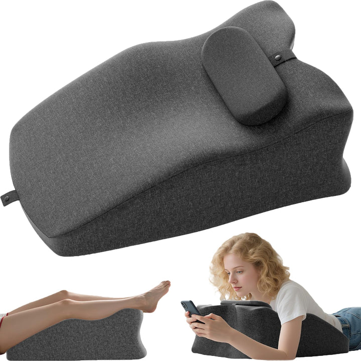 Keilkissen für Bett und Sofa, Ergonomisches Rückenkissen mit Kopfkissen, Reflux Kissen mit Waschbare
