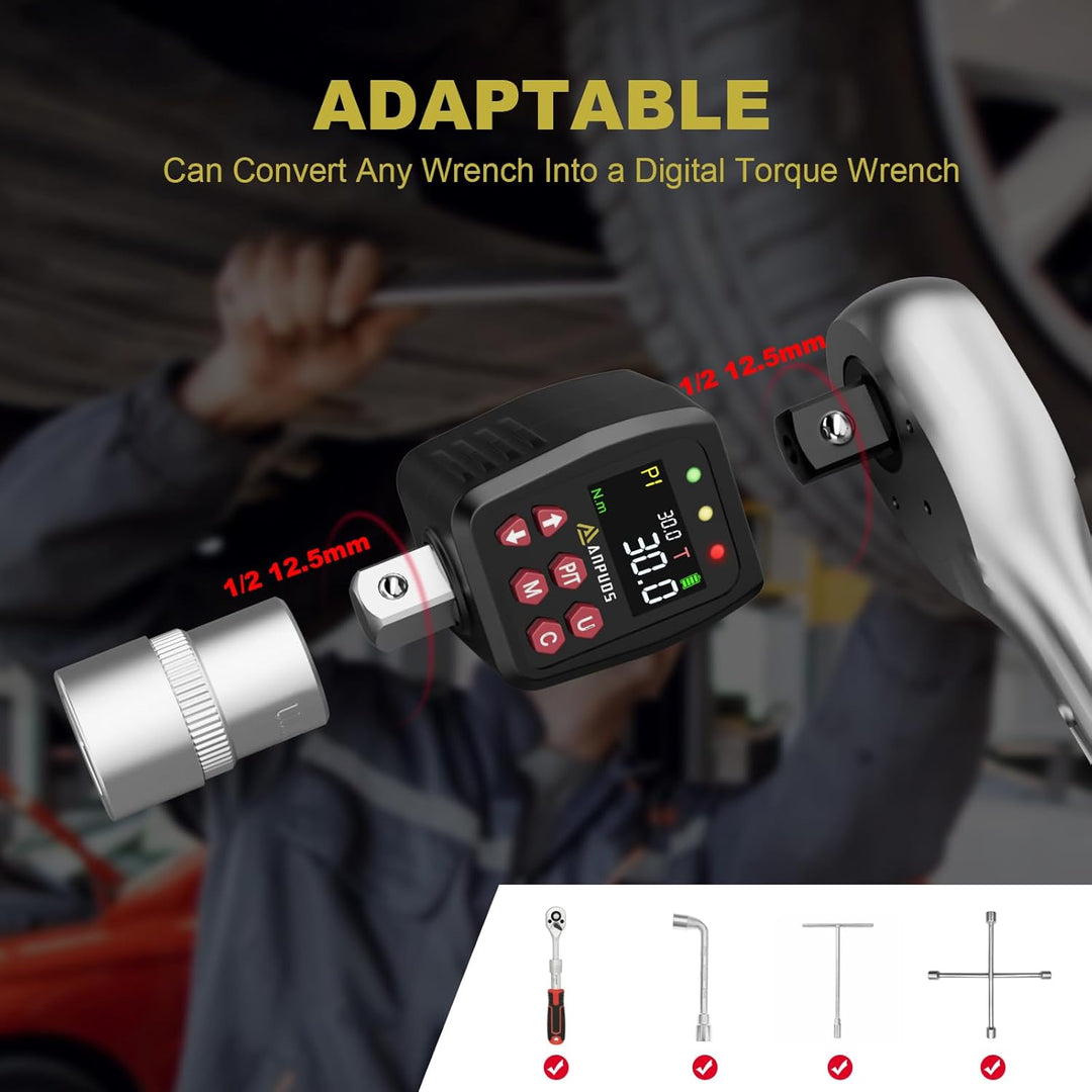 ANPUDS Digitaler Drehmomentadapter, 1/2 Zoll 1.5-30Nm Drehmomentadapter Set mit Voreingestellter, La