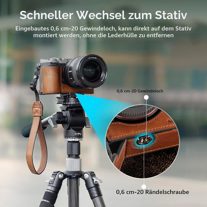 SMALLRIG A7C II / A7CR Kamera-Ledertaschen-Set für Sony Alpha 7C II/Alpha 7CR, Halbtasche aus Leder