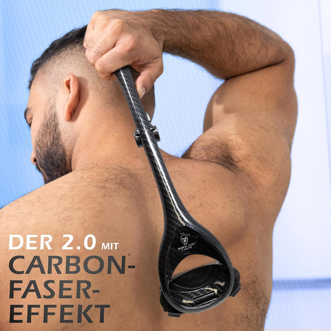 BakBlade 2.0 Carbon Faser Effekt - Rückenrasierer für Männer (DIY) Rückenrasierer, ergonomischer Gri