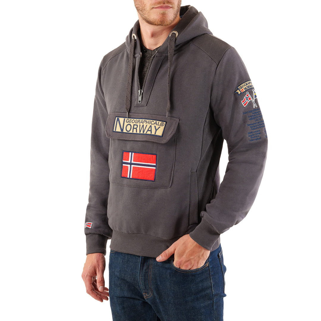 Geographical Norway GYMCLASS Men - Herren Kapuzenpullover Hoody S Dunkelgrau, S Dunkelgrau