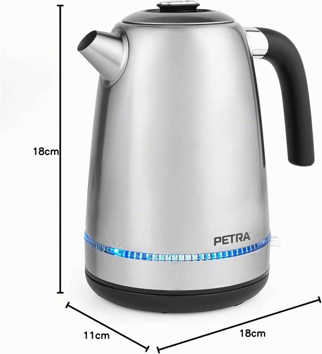 Petra Wasserkocher, Elektrisch mit Temperatureinstellung 1,7L mit LED, BPA-frei, mit Kalkfänger &amp; Wa