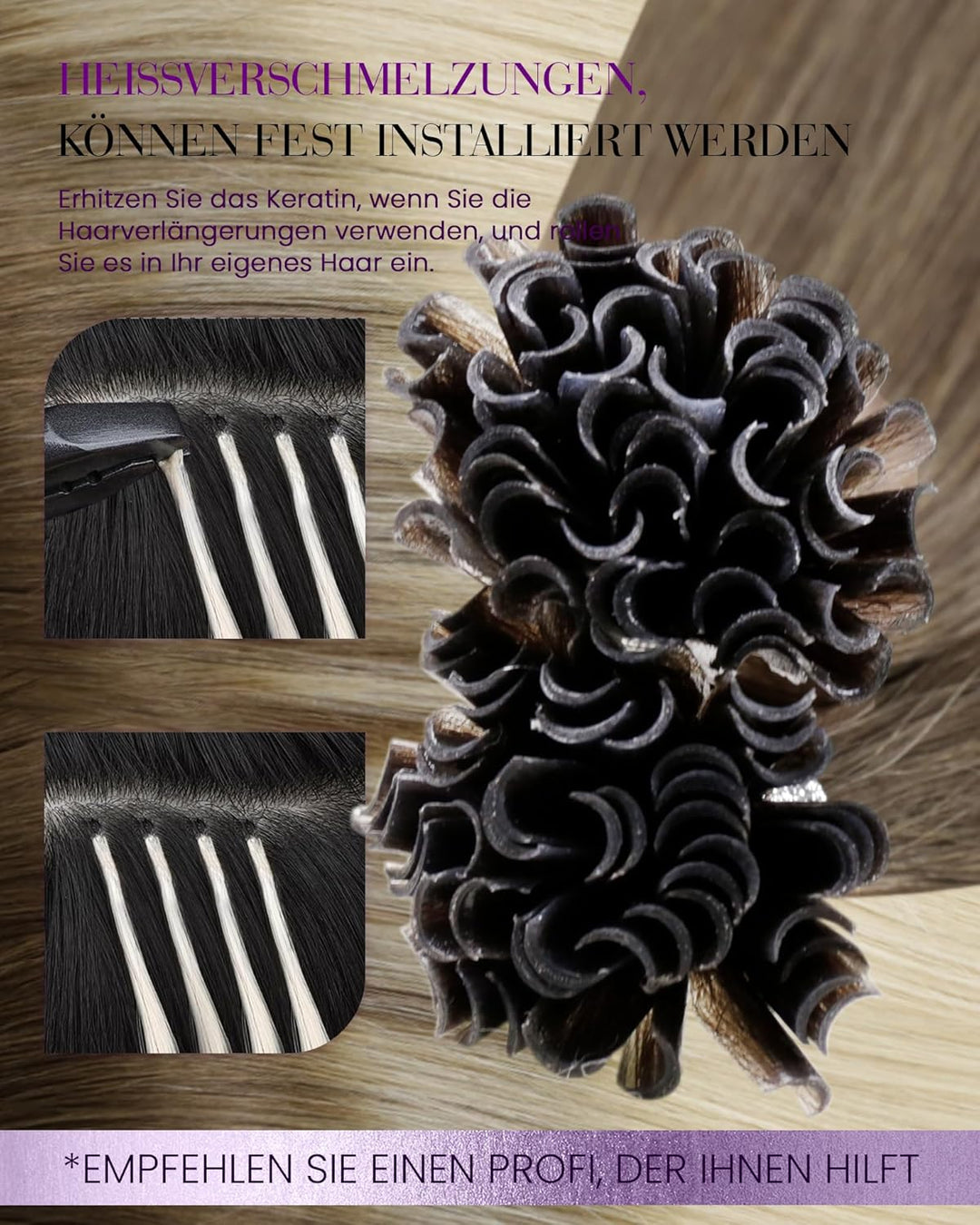 LaaVoo U Tips Extensions Balayage Hellbraun mit Hellblond 