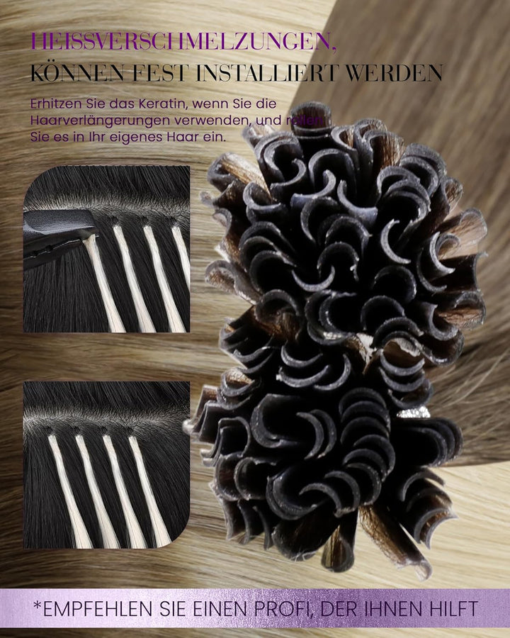 LaaVoo U Tips Extensions Balayage Hellbraun mit Hellblond 