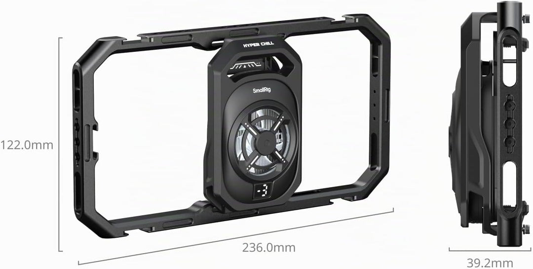 SMALLRIG All-in-One-Kühl-Handyhalterung mit Doppelgriff für iPhone/Android,15W-Aktivkühler, 4-in-1-U