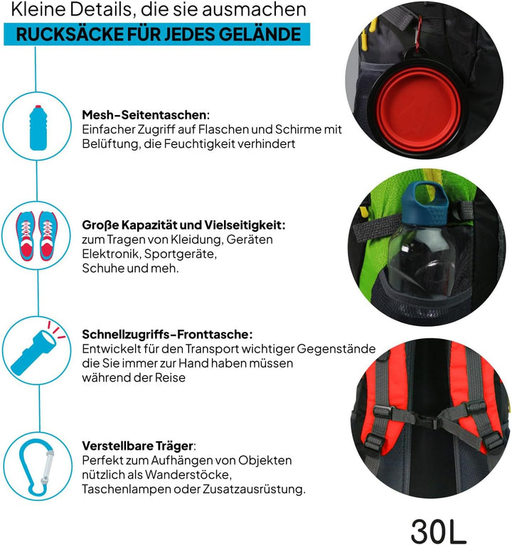 OcioDual Wanderrucksack 30L Blau, Travelite Rucksack, Arbeitsrucksack Herren, Wanderrucksack Herren,