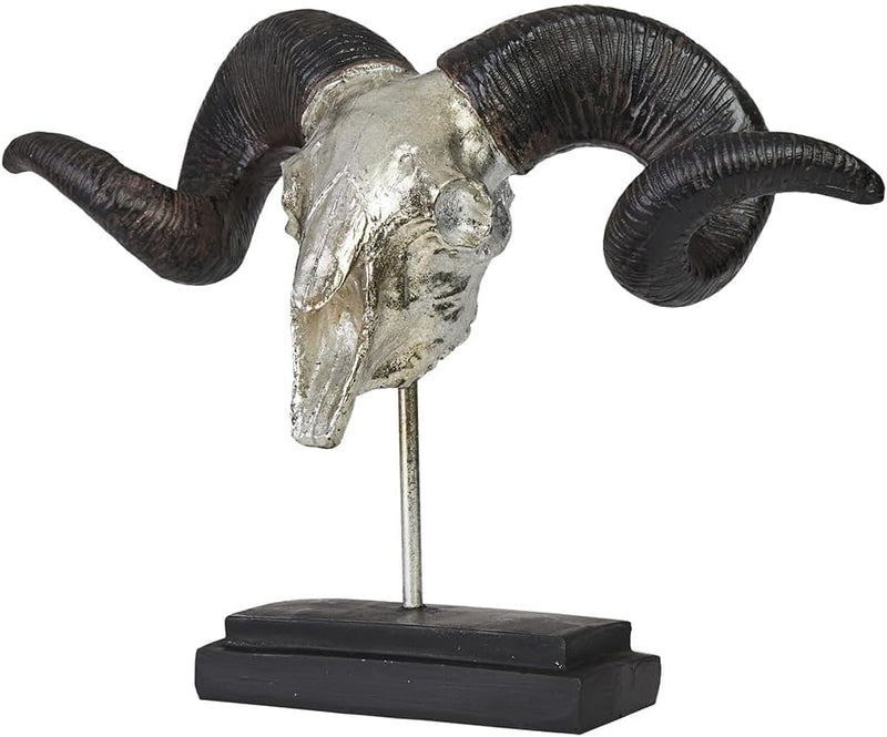 Hansmeier® Deko Skulptur Widder | Silber | Für Aussen und Innen | 39 x 28 x 17 cm | Einrichtung Stat