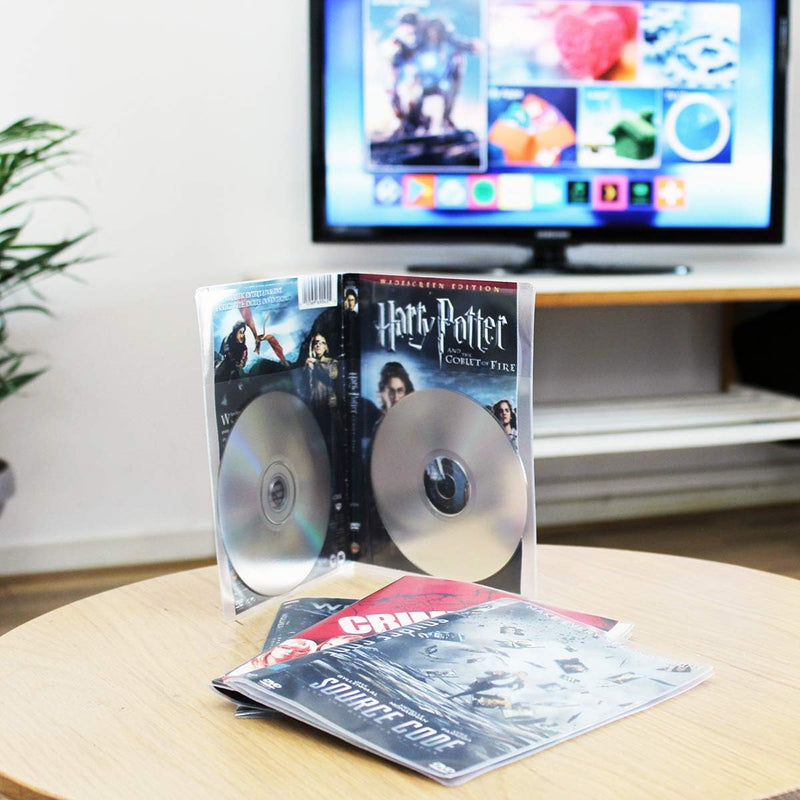 3L Fr 10280 Doppel-DVD-Hüllen, transparent, zum Aufbewahren von jeweils 2 Scheiben und 1 Deckel, 50
