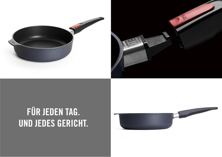 Woll Diamond Lite Hochrandpfanne, Ø 24 cm, 7 cm hoch, mit abnehmbarem Stiel - Geeignet für Ceran, Ga