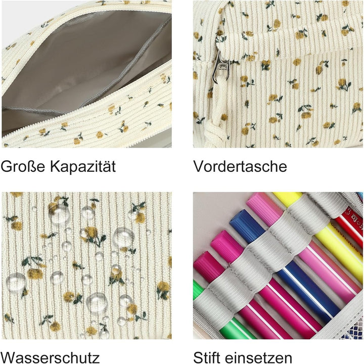 LEDAOU Stiftetasche, Grosse Kapazität Federmäppchen mit Reissverschluss, Schulmaterial für Teenager