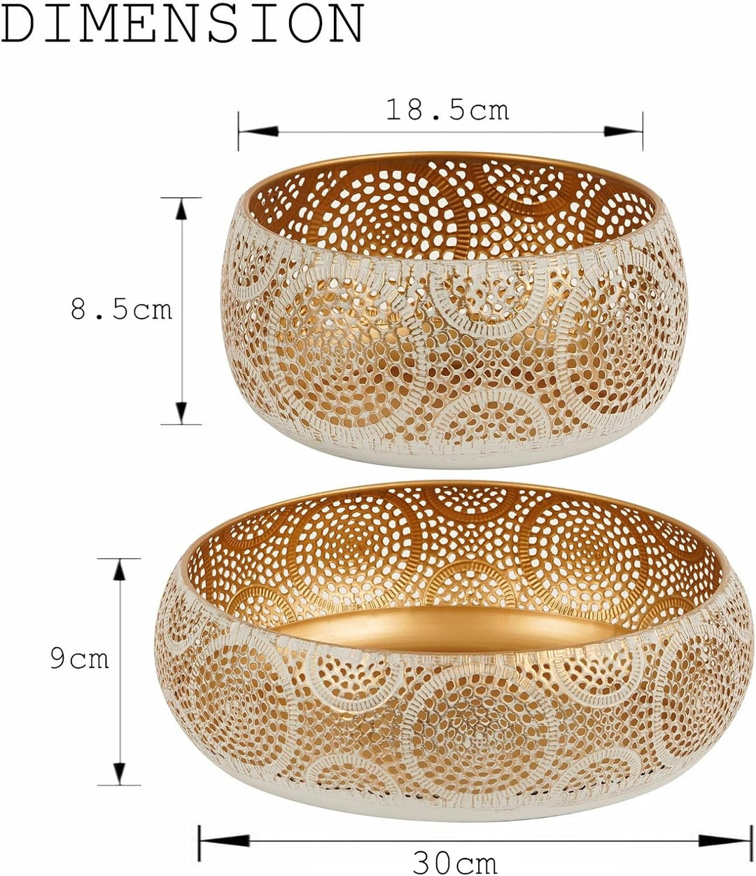 JAZUIHA Obstschale Modern 2er Set, Dekoschale Gold, Obstkorb aus Metall Runde Dekorative Schale Gold