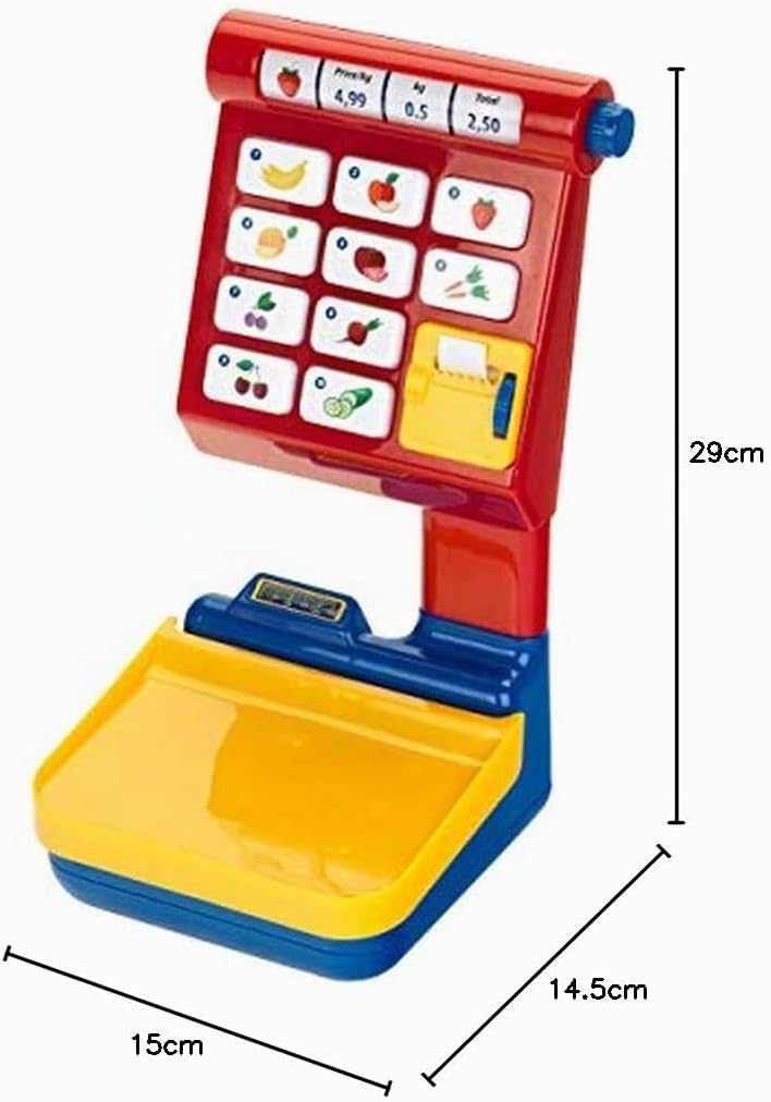 Theo Klein 9315 Obst und Gemüsewaage I Batteriebetriebene Spielwaage mit leuchtendem Messbalken I Wi