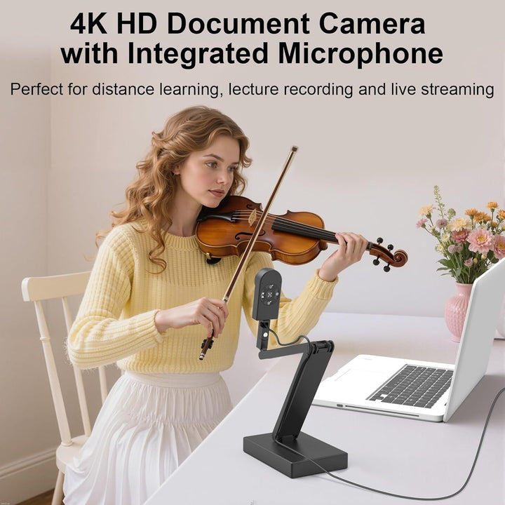 12MP Dokumentenkamera Schule, 4K Visualizer für Klassenzimmer - A3-Format, LED Licht, MIC, Drehen, S