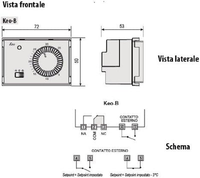 KEO-B Unterputzthermostat Drehknopf batteriebetrieben