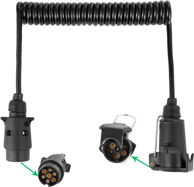 AGRISHOP 2,5M Anhänger Verlängerungskabel 7Polig 12V Spiralkabel AdapterAnhängerkabel Mit Anhänger S