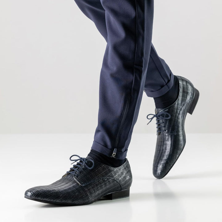 Werner Kern Herren Tanzschuhe Ravenna 28043 - Leder Grattato Blu - Normalweite - 2 cm Standard Absat