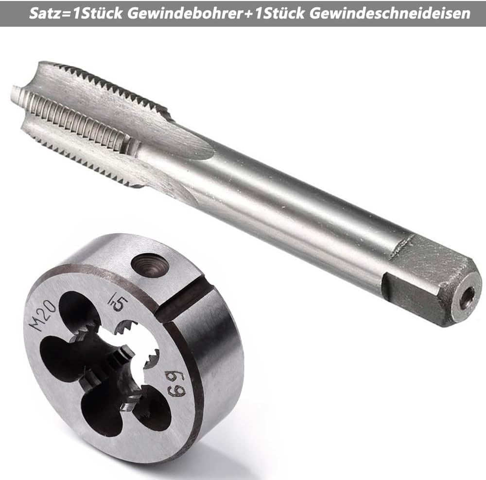 Saipor M20 X 1,5 Metrisch Gewindeschneid und Gewindeschneideisen M20 X 1,5mm HSS Gewindebohrer und S