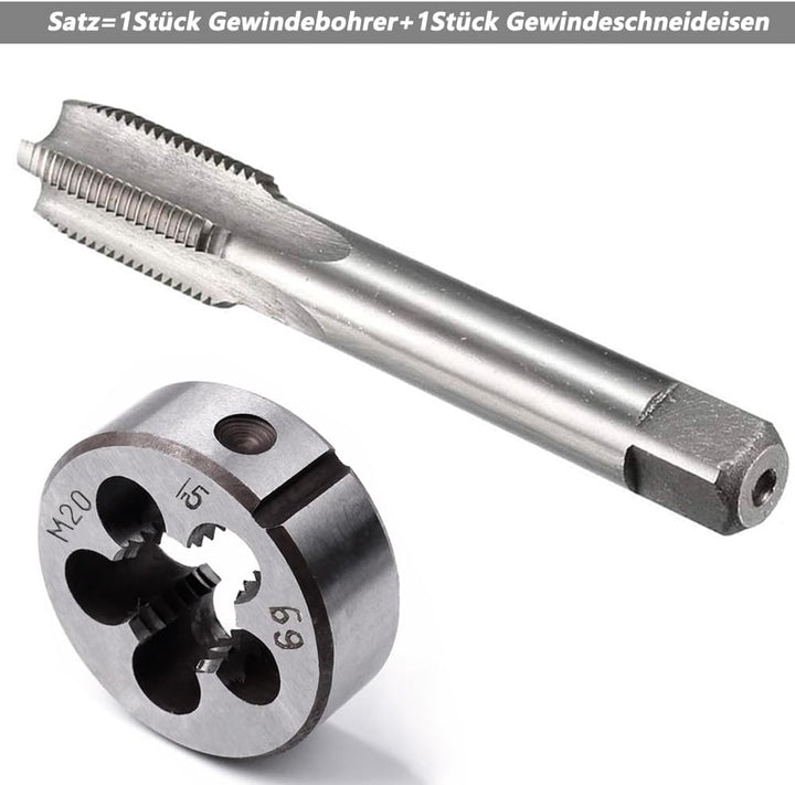 Saipor M20 X 1,5 Metrisch Gewindeschneid und Gewindeschneideisen M20 X 1,5mm HSS Gewindebohrer und S