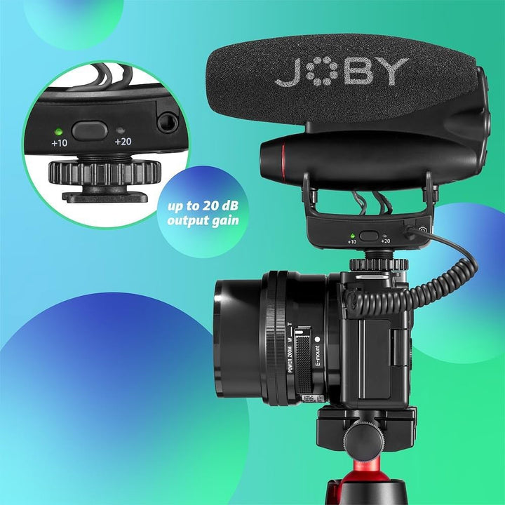Joby Wavo PRO DS Professionelles Richtmikrofon zur Kameramontage, Rycote-Dämpfungshalterung, Low-Cut