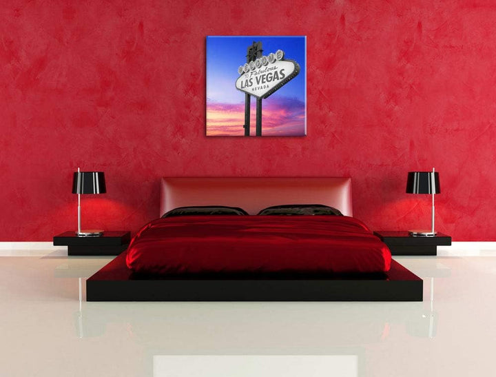 Pixxprint tolles Las Vegas Schild als Leinwandbild/Grösse: 70x70 cm/Wandbild/Kunstdruck/fertig bespa