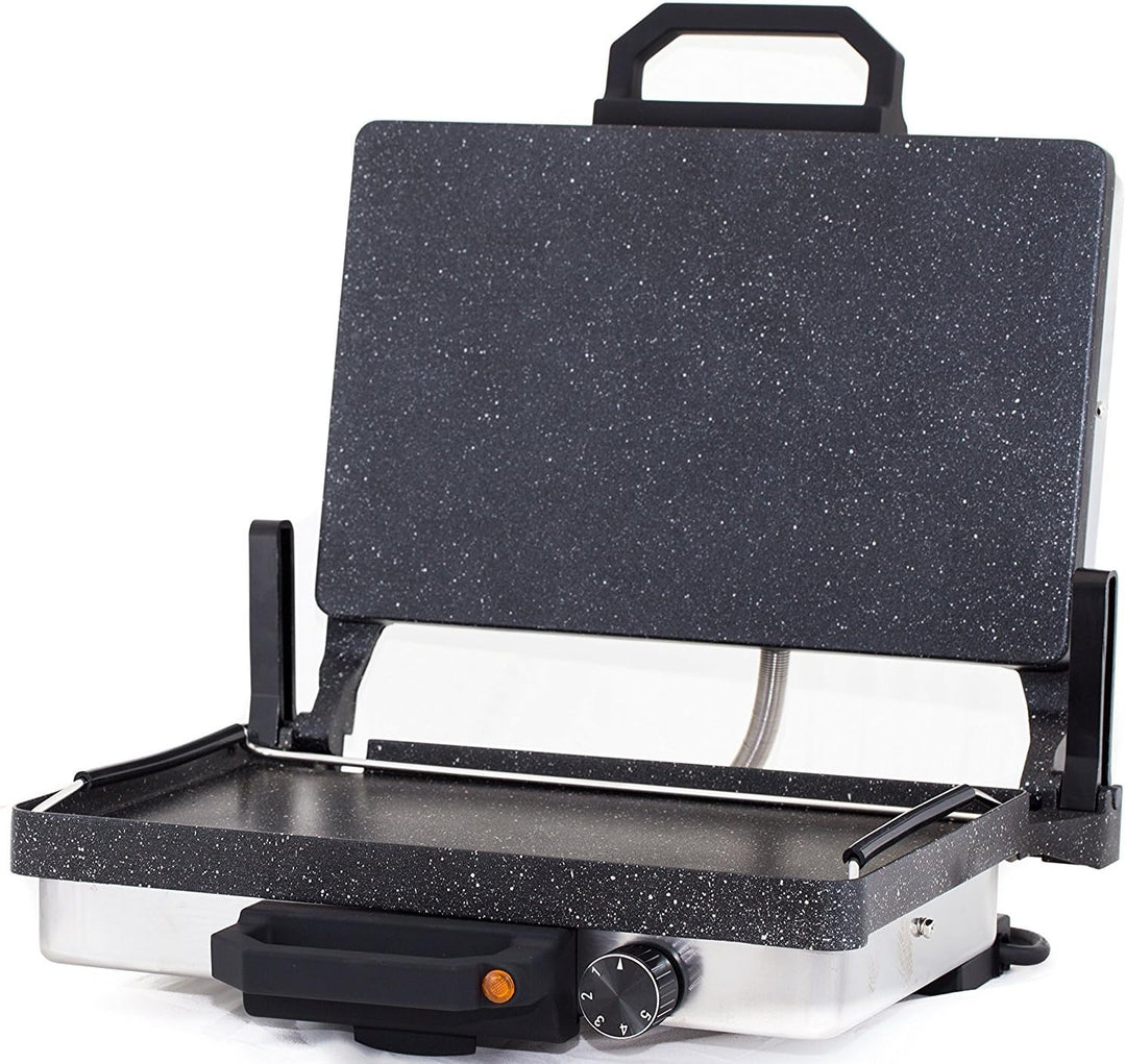 Roland Multigrill Kontaktgrill Elektrogill Tischgrill Toaster mit Kasserolle Granit/Marmor Antihaftb
