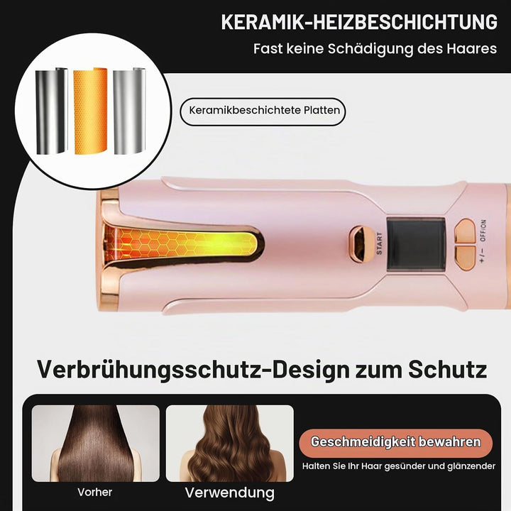 Automatischer Lockenstab, Tragbarer Kabelloser Automatischer Lockenstäbe Automatisch Rotierender Loc