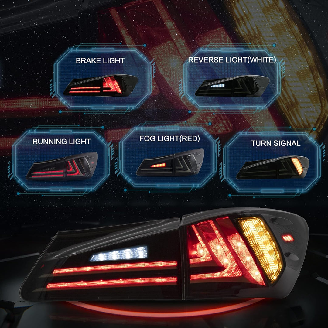 VLAND Rücklichter Kompatibel für Lexus IS250 IS350 2006-2012 Rücklichter mit Blinker. Geraucht Geräu