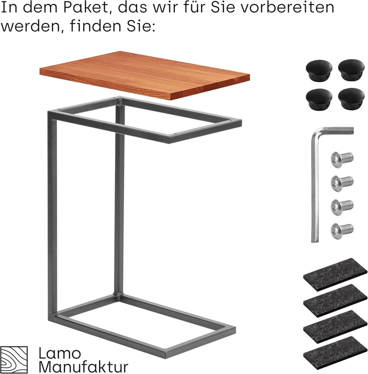 LAMO Manufaktur Beistelltisch | Laptoptisch | Sofatisch | mobiler Kaffeetisch | Nachttisch | 50x35x6