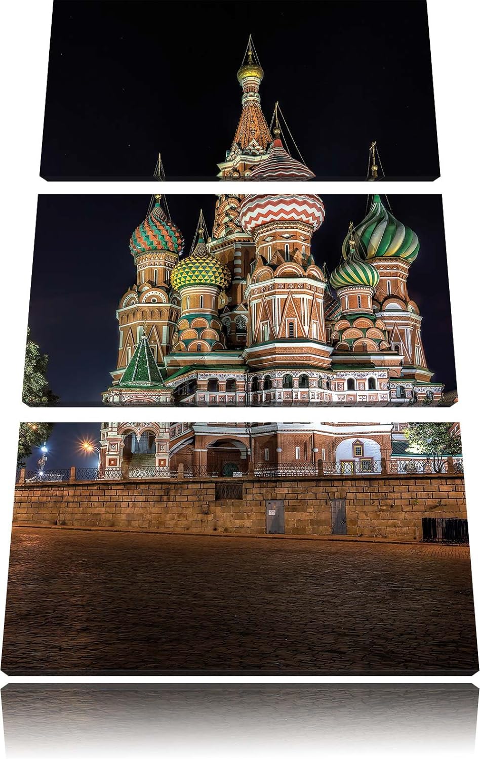 Pixxprint Basilius Kathedrale in Moskau 3-Teiler Leinwandbild 120x80 Bild auf Leinwand