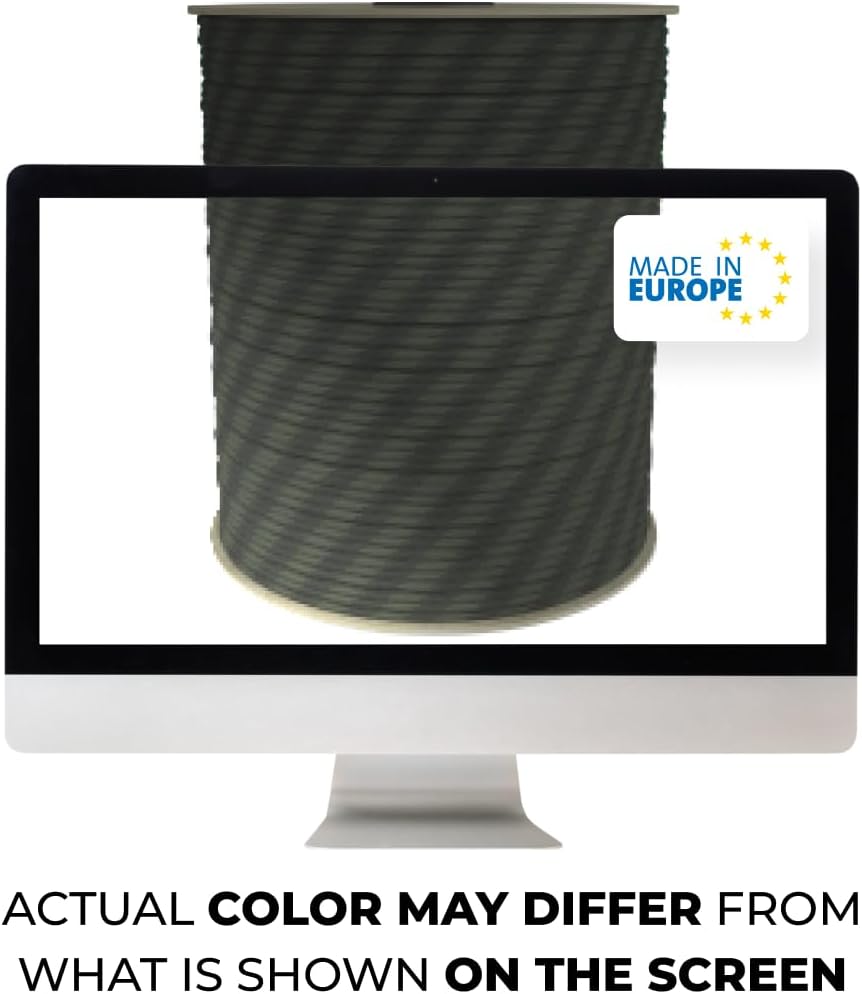 EdcX Paracord 4 mm, 20+ Militärfarben (15 m, 30 m, 50 m, 100 m, 300 m) | Ideal zum Basteln, Camping,