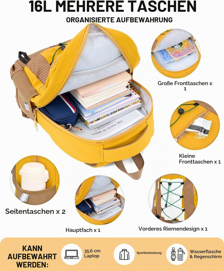 Amythe Outdoor Schulrucksack für Jungen Mädchen ab 6 Jahren, Wanderrucksack Kinder 1. - 5. Klasse, W