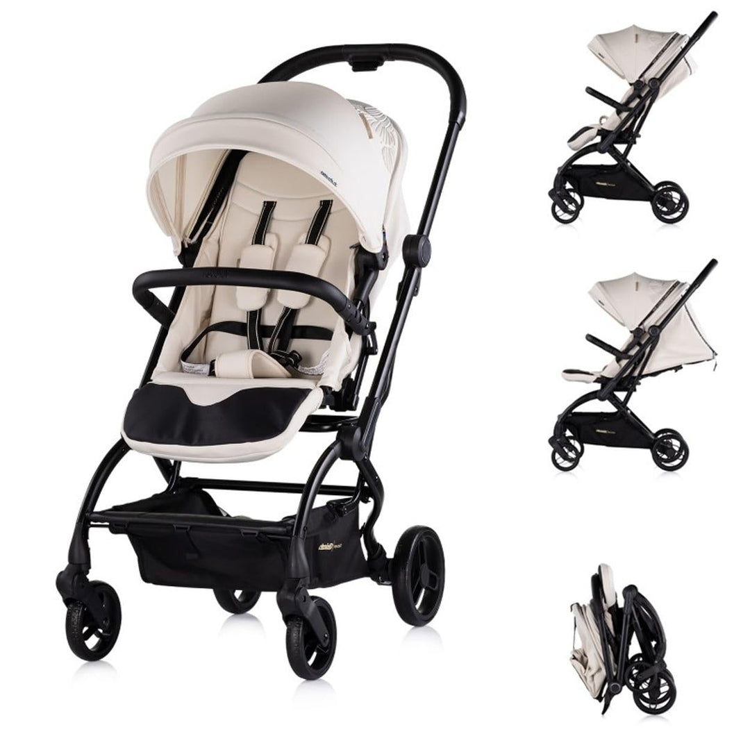 Chipolino Kinderwagen Revolut, Sitz 360 Grad drehbar, verstellbar, EVA-Reifen creme, creme