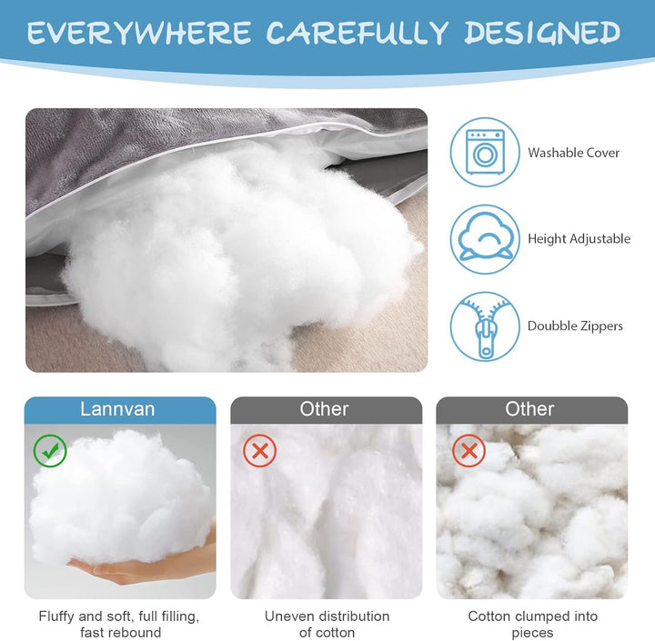 Lannvan Schwangerschaftskissen, U-förmiges Seitenschläferkissen zum Schlafen, Stillkissen XXL, 3KG B